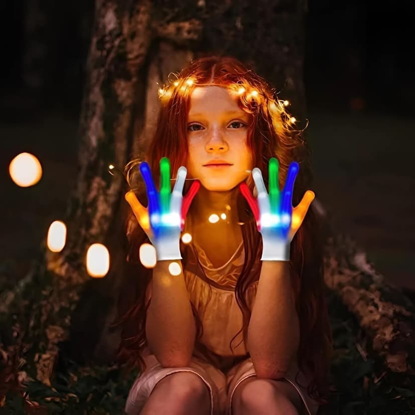 LED Gloves Boys Cool Toys Age 8-12 Year Old, 6 Modes Flashing Light Fun Toys for Kids, Parties & Gifts for 8 9 10 11 12 Year Old Girls Boys Birthdays Christmas Stocking Stuffers
