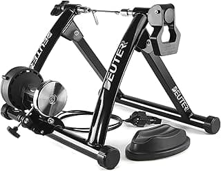 Bike Trainer, Magnetic Bicycle Stationary Stand for Indoor Exercise Riding, 26-29" & 700C Wheels, Quick Release Skewer & Front Wheel Riser Block Included