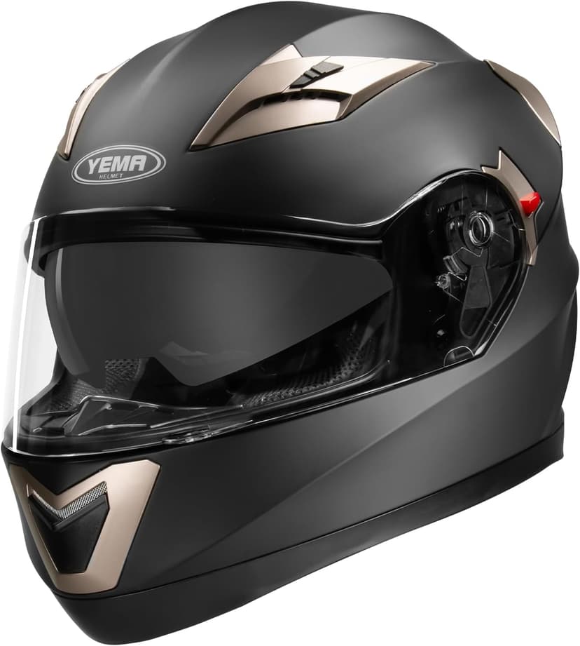 Motorcycle Full Face Helmet DOT Approved - YEMA Helmet YM-829 Motorbike Moped Street Bike Racing Casco Moto Helmet with Sun Visor for Adult,Youth Men and Women