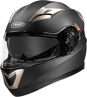 Motorcycle Full Face Helmet DOT Approved - YEMA Helmet YM-829 Motorbike Moped Street Bike Racing Casco Moto Helmet with Sun Visor for Adult,Youth Men and Women