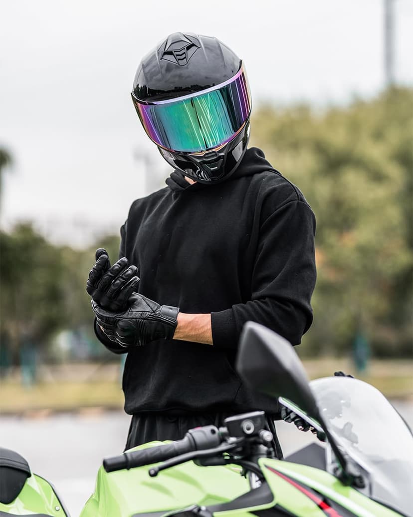 Motorcycle Helmets for Adult Men Women, Full Face Lightweight Street Bike Racing DOT Helmet with Extra Clear Visor Model AU-T801