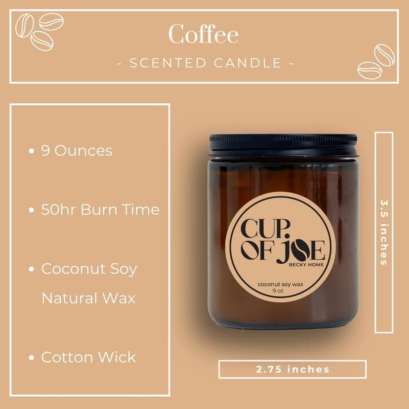 Coffee scented jar candle 9oz espresso aroma in amber glass for warm ambiance, long-lasting fragrance, and home décor. 9oz Coffee Scented Jar Candle, Espresso, Amber Glass, Home Fragrance Gift B0DJMPC42T