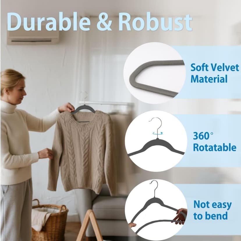 21" Extra Wide Hangers, 24-Pack Velvet Wide Hanger for Plus Size Clothes, Extra Large Hangers Ideal for XL, XXL Shirts, Coats, Dresses, Ganchos para Colgar Ropa, Grey