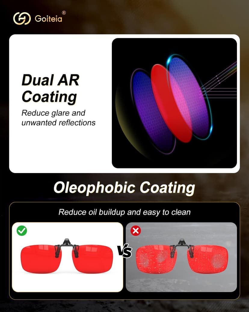 Goiteia Red Clip on Blue Light Blocking Glasses for Sleep-Block Blue & Green Light-Fast and Sound Sleep/Relieve Eye Strain