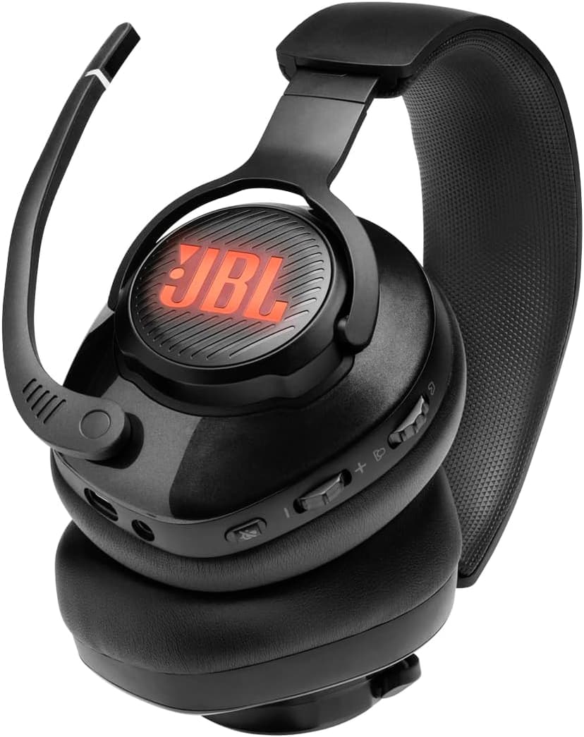 JBL Quantum 400 - USB over-ear gaming headset with game-chat balance dial, JBL QuantumSURROUND and DTS, Voice focus directional flip-up mic and memory foam ear cushions (Black)