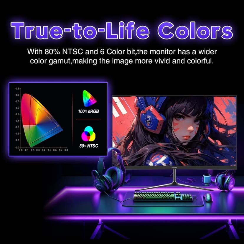 Viewedge 24 Inch Gaming Monitor 1080p 144hz, VA 1ms FHD Computer Monitor with 100% sRGB, Bluelight Filter, HDMI & VGA Port, Support Wall Mount