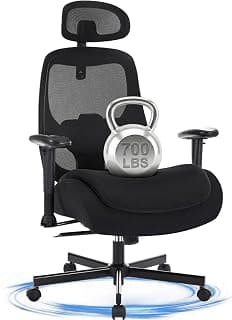 BOSMILLER Big and Tall Office Chair with Wide Thick Seat Cushion for Heavy People,700lbs Ergonomic Mesh Desk Chair with Adjustable Lumbar Support and Headrest, Armrests for Adults Sitting All Day