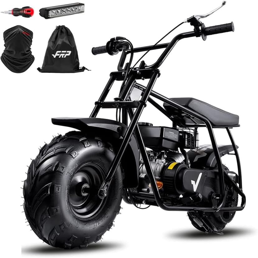 FRP Mini Dirt Bike GMB100, 99 CC Gas Powered Mini Bike 4 Stroke 3HP, Off Road Mini Bikes for Kids and Adult, Trail Bike Up to 28 Mph, Weight Support Up to 220 LBS (Black)