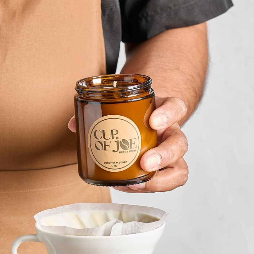 Coffee scented jar candle 9oz espresso aroma in amber glass for warm ambiance, long-lasting fragrance, and home décor. 9oz Coffee Scented Jar Candle, Espresso, Amber Glass, Home Fragrance Gift B0DJMPC42T