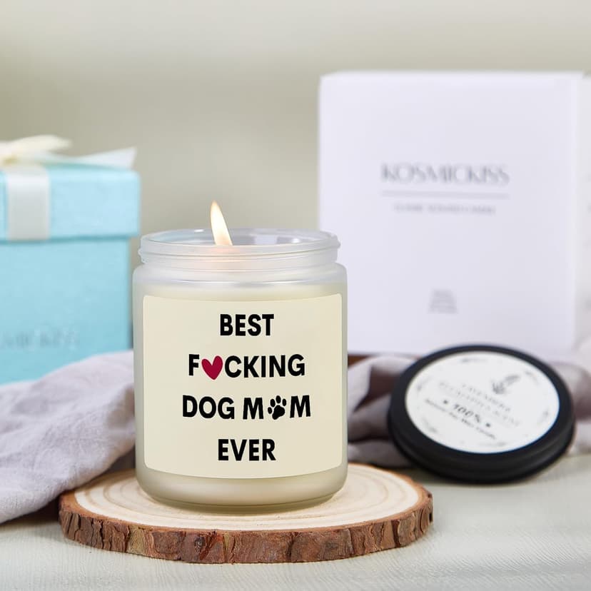 Kosmickiss Dog Mom Gifts for Women, Funny Dog Lovers Gifts for Women, Birthday Christmas Mothers Day Gift, Handmade Soy Wax Candle