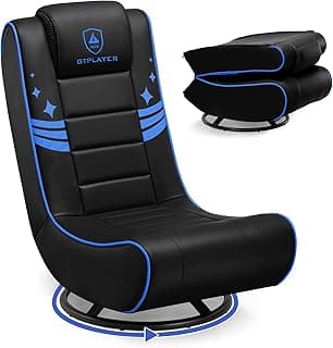 GTPLAYER Floor Gaming Chair Foldable Swivel Floor Chairs for Kids Boys Comfy Video Game Seat with 360° Multipurpose for Gamers, Bedroom or Game Room(Black-Blue)