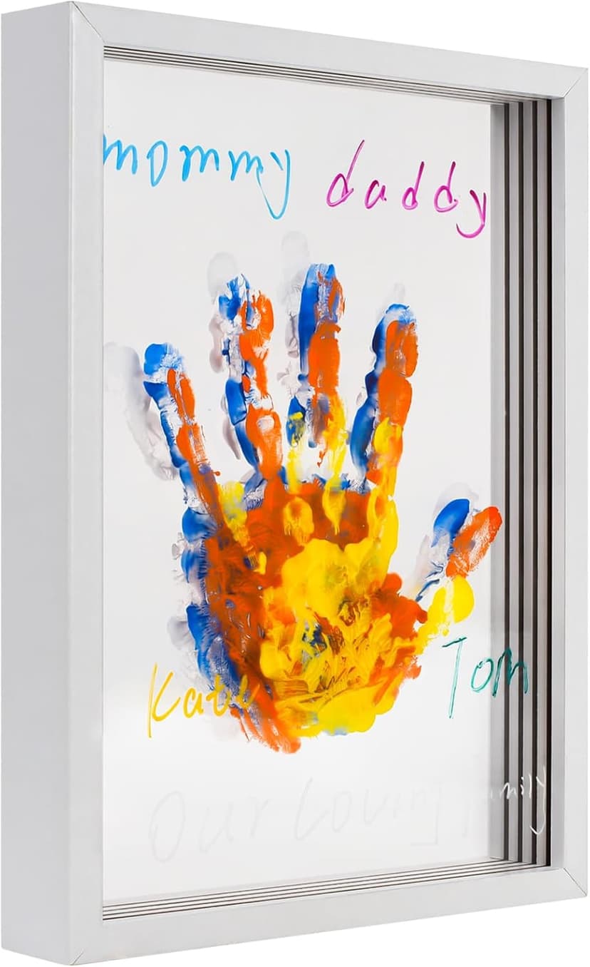 Family Handprint Frame Kit for 4 with 12 Paints&9 Pens,New Parents Gifts for Couples After Birth,Baby Shower Gifts for Mom and Dad,Mothers Fathers Day Craft Wood,Christmas Birthday Gift(White) B0CYHBYTPL