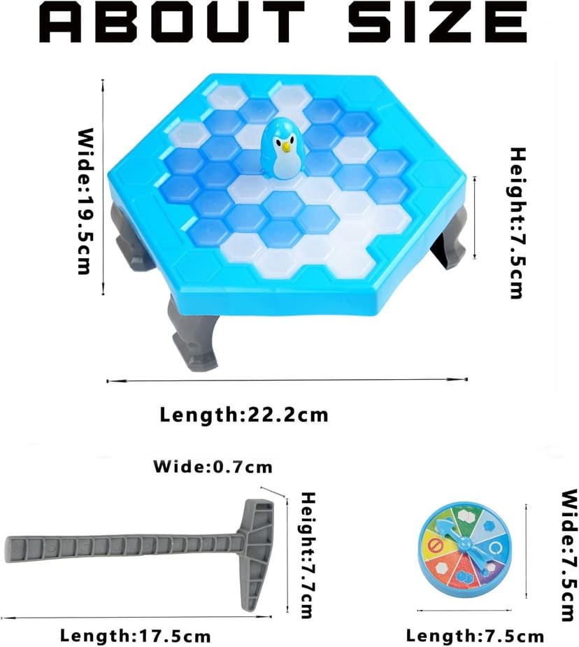 Save Penguin Break Ice Frozen Game for Kids, Meroqeel Protect The Iceberg Dont Let Penguins Trap on Ice Icebreaker Board Games Toy for Adults Family Childrens Kid Ages 4-8 with Cubes and Hammer