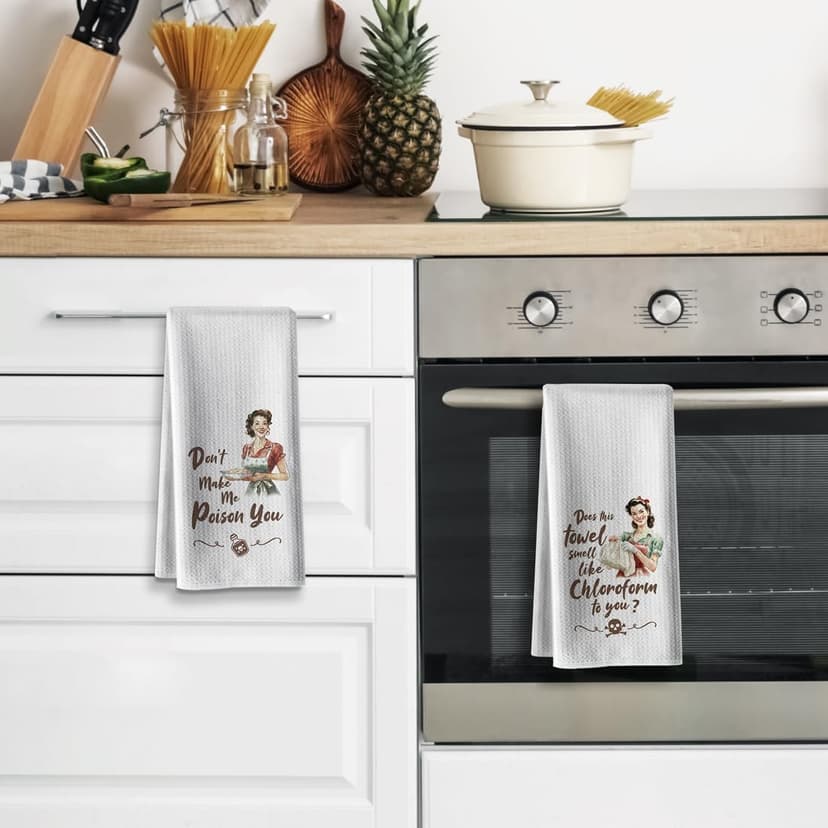 Kitchen Towels,Funny Joked Themed Dishcloth,16 * 24,2Pack,Microfiber Bar Towel,Hilarious Hand Towels,High Absorbent Dish Towels,Best Gifts for Hostess New Home Mom Women Housewarming