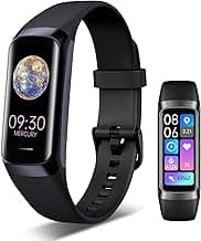 Fitness Tracker, 24/7 Heart Rate Blood Oxygen Blood Pressure Body Temp Monitor Sleep Calorie Tracker with 1.1" AMOLED Touch Color Screen Pedometer Smart Watch Waterproof for Women Men