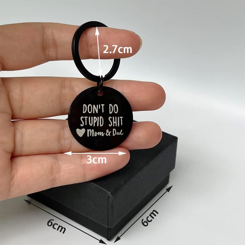 Funny Keychain Gift for Teenager from Mom, Don't Do Stupid Shit Keychain, Gift for Son Daughter Kids, Go to College Presents