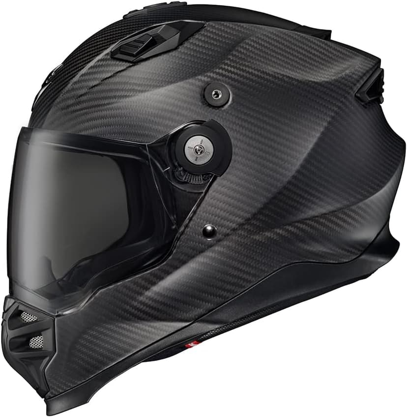 ScorpionEXO XT9000 Full Face Carbon Fiber Adventure Motorcycle Helmet with Pinlock Ready Shield Bluetooth Ready Speaker Pockets DOT ECE Solid (Matte Black - X-Large)