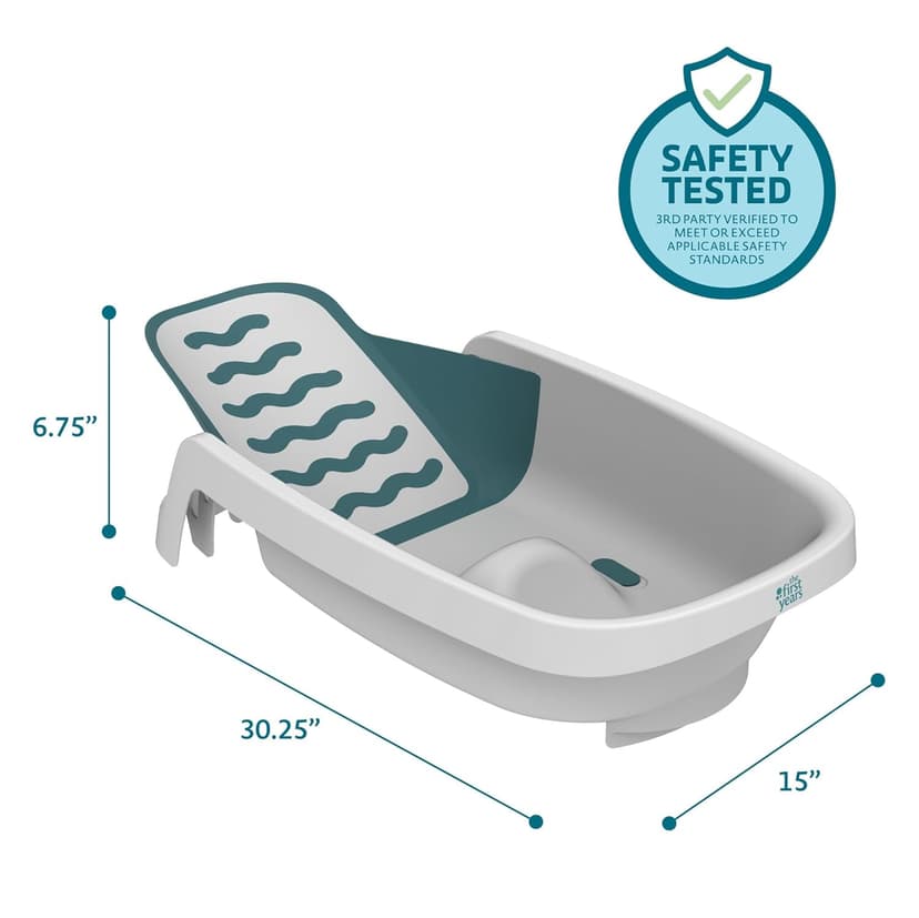 The First Years 4-in-1 Reclining Baby Bathtub – Grows-with-Baby Adjustable Bath Seat – Multi-Position Backrest for Newborn, Infant & Toddler Use – Ages 0–24 Months