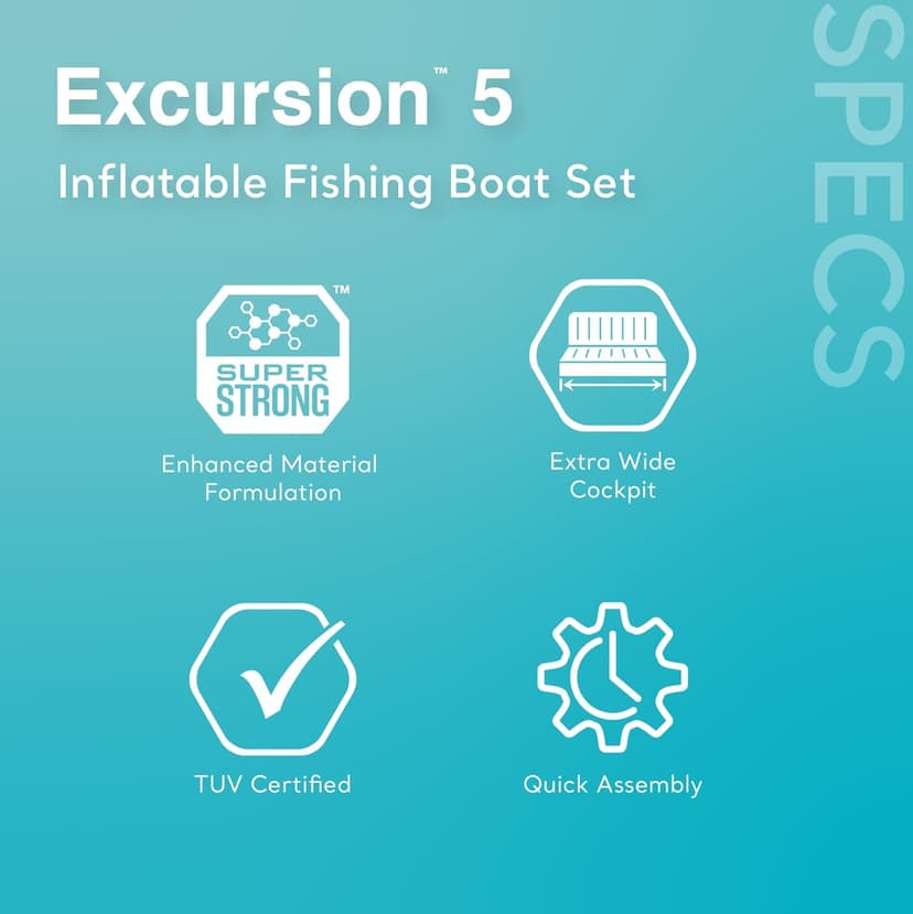 Intex Excursion 5 Person Inflatable Outdoor Fishing Raft Boat Set with 2 Aluminum Oars and Air Pump with a Intex Composite Motor Mount Kit