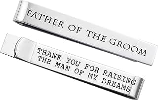 Father of the Bride and Groom Gifts - Wedding Tie Clips for Groomsmen From the Bride - Stainless Steel Tie Bars