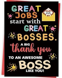 Thank You Card Gifts for Boss Leader Manager, Cute Boss's Day Card for Her Him, Best Boss Appreciation Card for Men Women