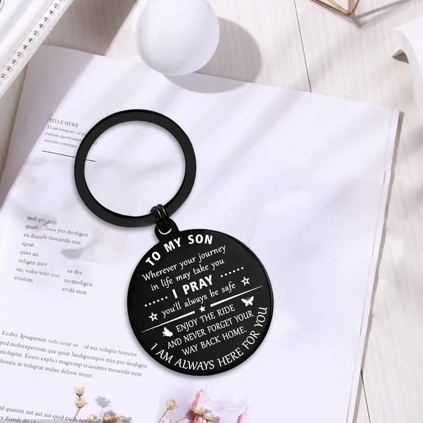 ENGZHI Son Keychain, Son Gifts for Teen Boys, Adult Son Gradution 2025 Present for Birthday Fathers Day Valentines