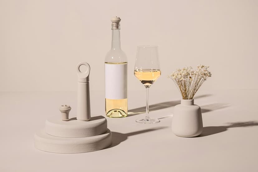 Vacu Vin Host Wine Set – Sand (4-Piece) – Gift-Worthy Wine Accessory Bundle with Cooler, Vacuum Saver, Twister Corkscrew & Drip-Free Server – Made from Recycled Material