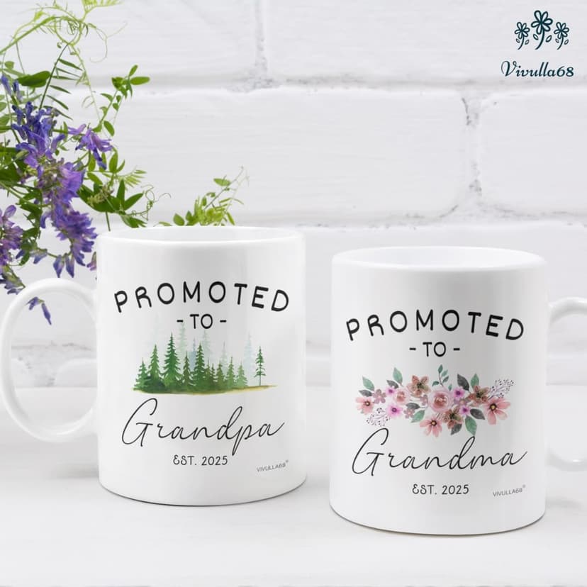 Christmas Gifts For First Time Grandparents, Promoted To Grandma And Grandpa Mugs Est 2025, Grandparents Baby Announcement, Pregnancy Announcement Mug, Grandparent To Be Gifts, New Grandparent Gift