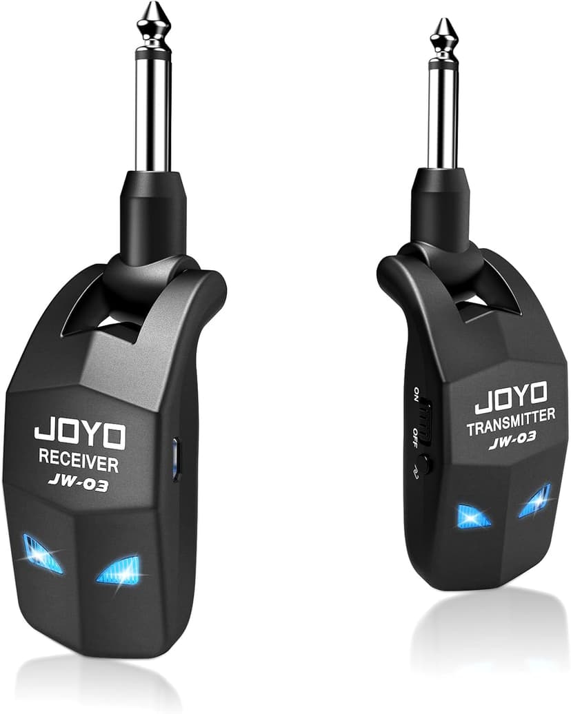 JOYO 2.4GHz Wireless Guitar System 4 Channels Rechargeable Audio Wireless Transmitter Receiver for Guitar Bass Electric Instruments (JW-03)