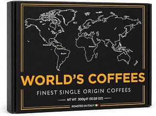 UNIQBITE World Coffees Gift Set, Six Single Origin Ground Coffee Variety Pack, Coffee Sampler from Around the World, Light, Medium & Dark Roasts, Roasted in Italy, 10.58 oz (300g) B0H3XNK2G3