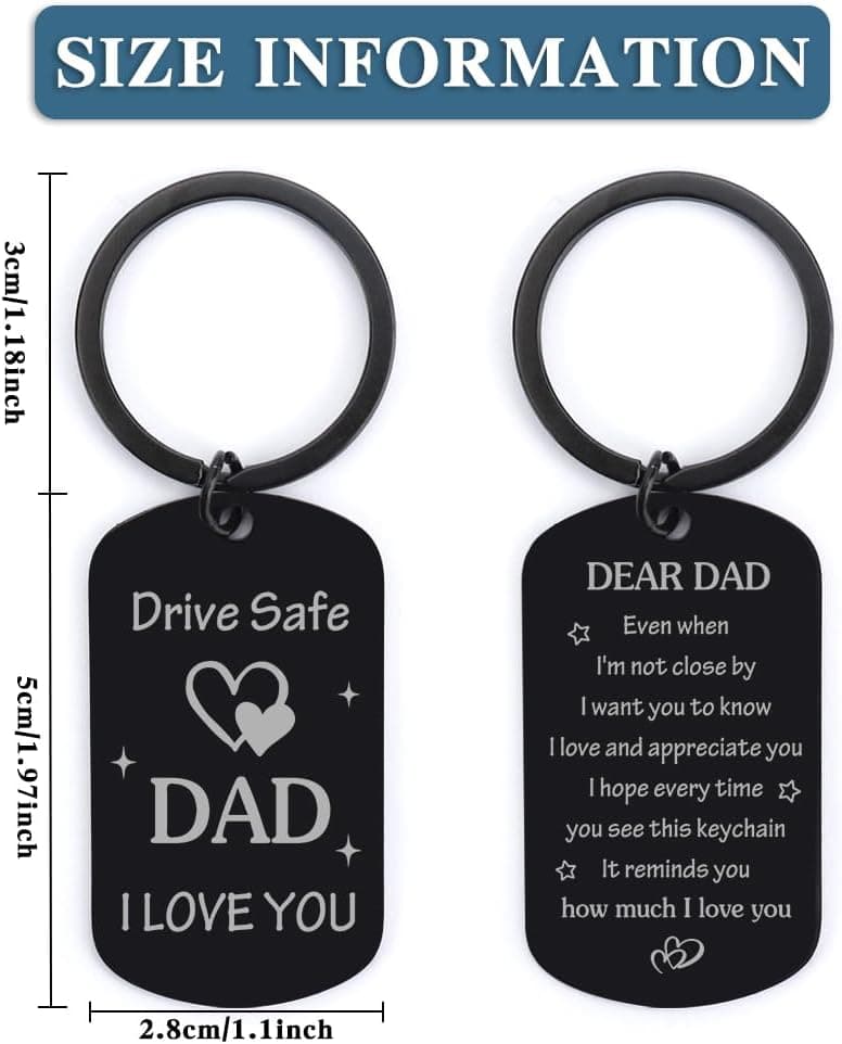 Gifts for Dad from Daughter Son, Drive Safe Keychain Dad Christmas Gift Stocking Stuffers for Birthday Thanksgiving Father's Day Gift for Husband from Wife