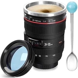 Chasing Y Camera Lens Coffee Mug -Thermal Tumbler Insulated Iced Cup with Spoon,13.5 OZ hot Coffee mug Gift for Him, Her,Mom,Dad Gifts, Photography, Friends,Camera accessories,Travel,School B07MV4LP6S