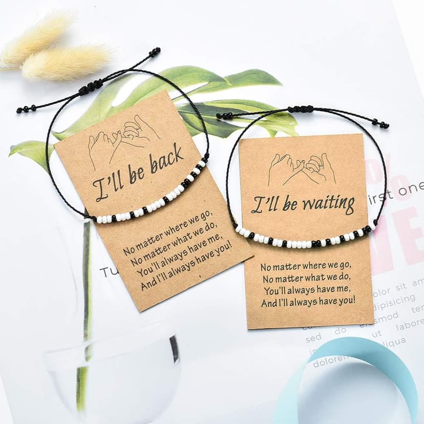 Gifts for Girlfriend Boyfriend His Her Tarsus Pinky Promise Couple Bracelets Set Morse Code Jewelry B083NCSP9Z