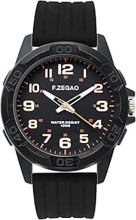 F.ZEGAO 100M Waterproof Watch for Swimming, Easy Read Unisex Analog Watch, Second Hand Diver Analog Watch Men, 45mm Diameter