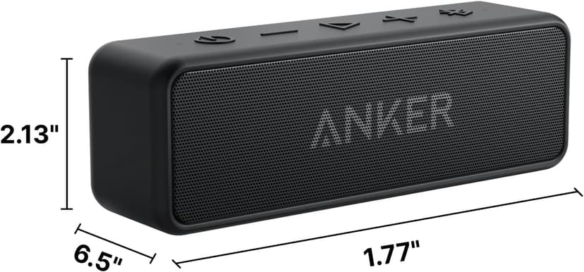 Anker Soundcore 2 Portable Bluetooth Speaker with Stereo Sound, Bluetooth 5, Bassup, IPX7 Waterproof, 24-Hour Playtime, Wireless, Speaker for Home, Outdoors, Travel