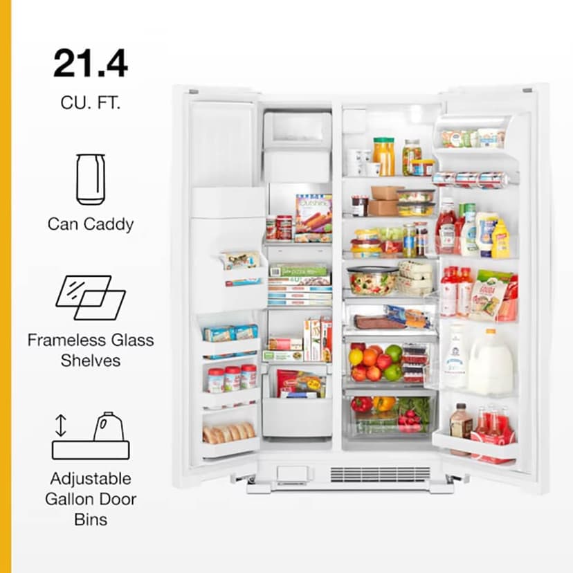 Whirlpool WRS321SDHW 21 cu.ft. White Side-by-Side Refrigerator