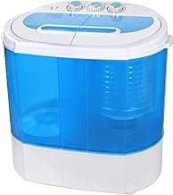 SUPER DEAL Small Portable Washing Machine 9.9lb Mini Compact Washer Twin Tub Laundry Machine Top Load Spinning and Washing Combo 6.57 FT Inlet Gravity Drain Hose