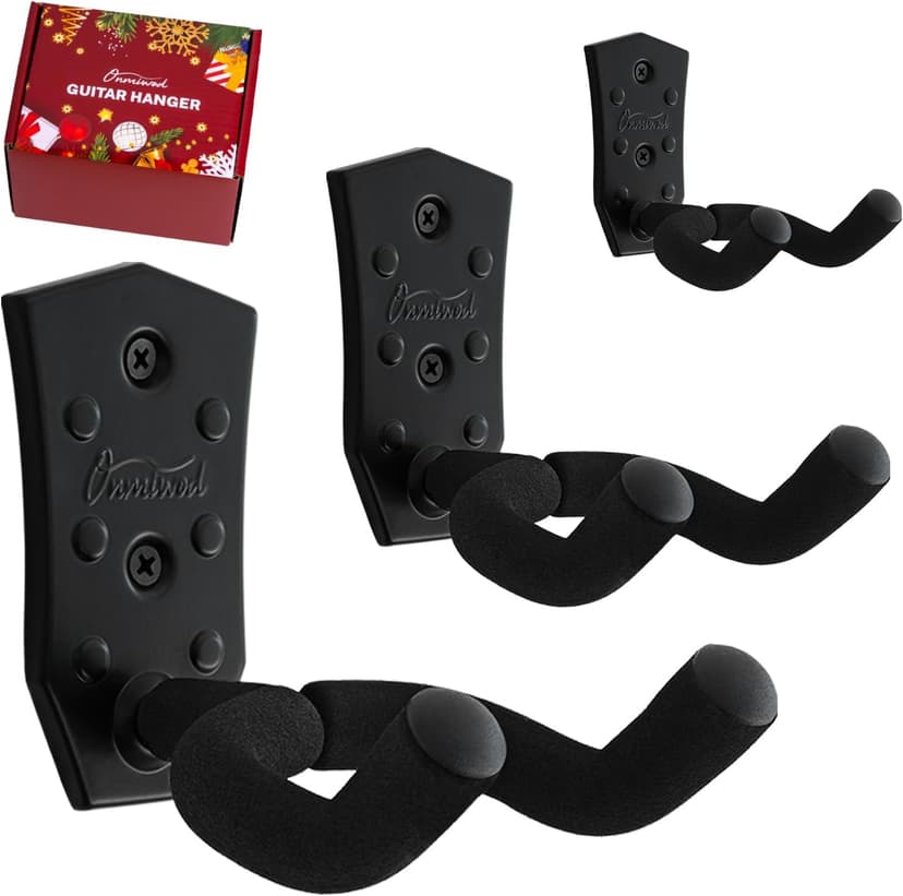 Onmiwod Guitar Wall Mount 3 Pack, Black Metal Guitar Hanger, V-Shaped Guitar Wall Hangers Mount, Guitar Holder Hook Stand Wall for Acoustic, Electric Guitar, Banjo, Bass, for Guitar Player Men Boy