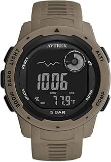 AVTREK AVTREK Tactical Watch with Compass,50M Waterproof Pedometer, Digital Altimeter Watch for Outdoor Hiking/Climbing(Cafe)