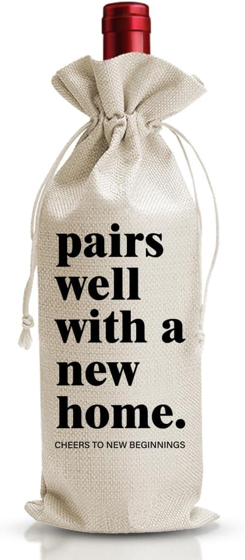 DOI-LANEE Housewarming Wine Bag for Homeowner, New Home Gifts Bag for Women, Welcome To The Neighborhood Gift for Neighbor, Homeowner Realtor Gifts, Pairs Well with A New Home