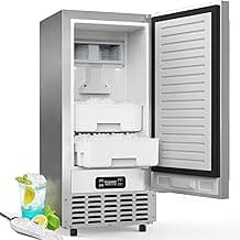 Electactic Nugget Ice Machine, Commercial Undercounter Ice Maker, 66Lbs/Day, Built-in Freestanding Stainless Steel, Self-Cleaning & 24H Timer for Business/Bar