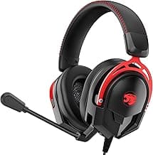 IMYB A88 [Upgrade] Gaming Headset with Microphone, Stereo Wired Noise Cancelling Over-Ear Headphones with Mic for Pc, Ps5, Xbox One Series X/s, Ps4, Computer, Laptop, Mac, Nintendo, Gamer (Black Red)