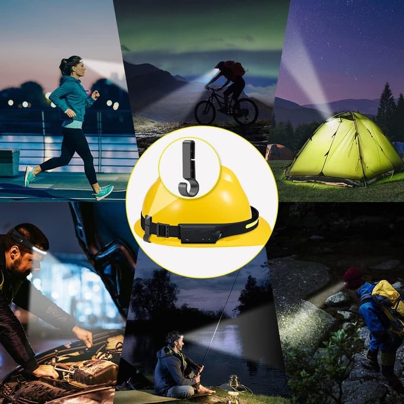 Rechargeable Headlamp 3PCS, 230° Wide Beam Head Lamp, Motion Sensor LED Headlamp Rechargeable, 5Mode Bright Headlamps for Adults, Head Lights for Forehead, Hard Hat Headlight, Camping Essentials Gear