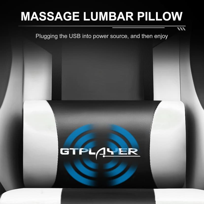 GTPLAYER Gaming Chair, Computer Chair with Footrest and Lumbar Support, Height Adjustable Game Chair with 360°-Swivel Seat and Headrest and for Office or Gaming (Snow White)