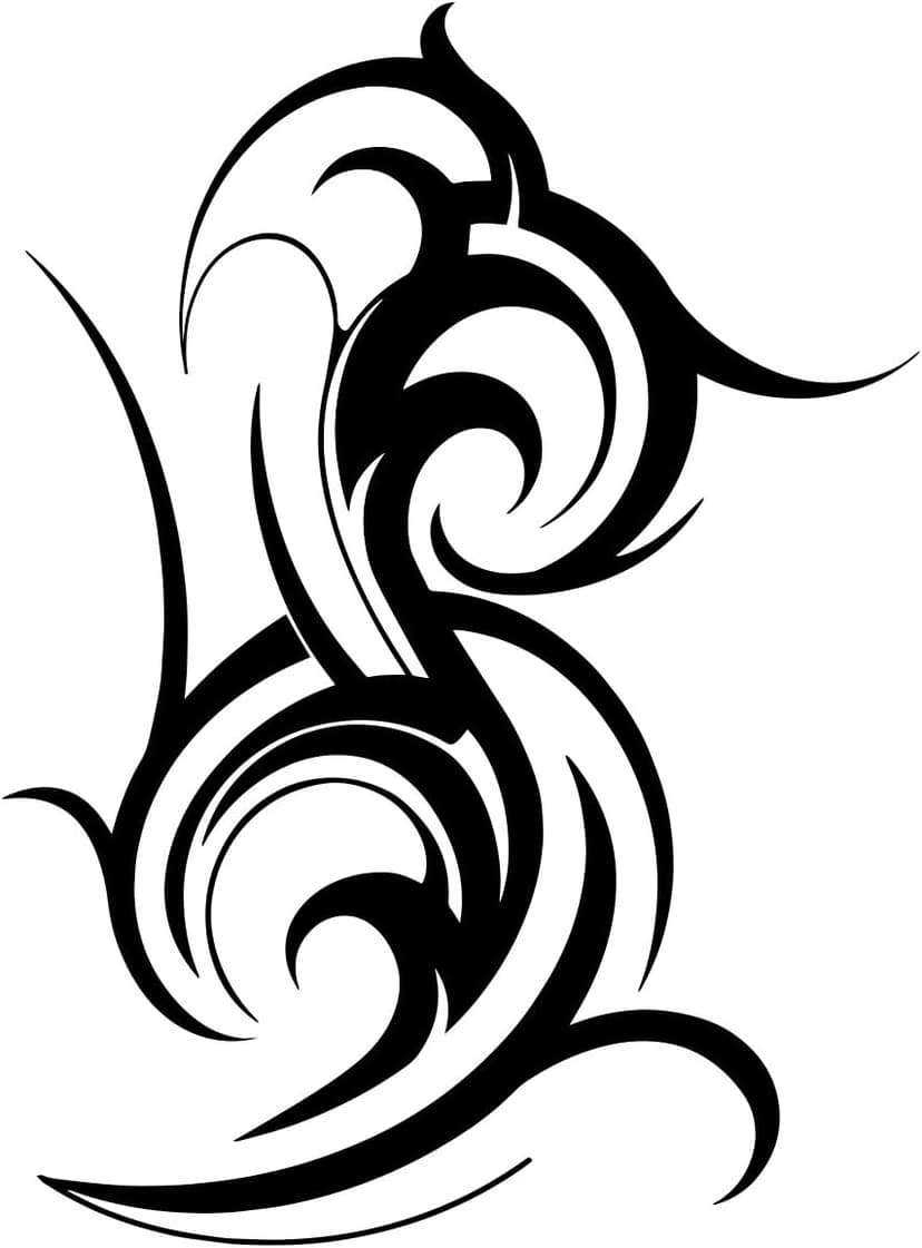 Tribal Swirls Design Auto Car Racing Motorcycle Helmet Decal - 5" - Black