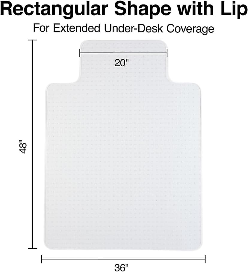 Staples Office Chair Mat, Clear Floor Mats with Lip, Flat-Pile Carpets, Extended Under-Desk Coverage, 35.5" x 47.5 Inch, Smooth Glide