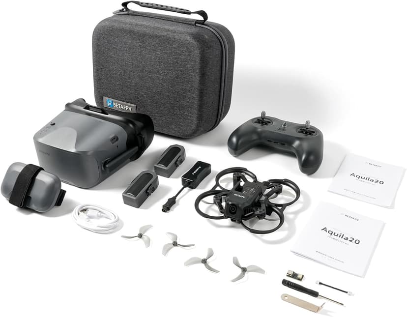 BETAFPV Aquila20 FPV Kit with Altitude Hold Stable Hover, LiteRadio 4 SE Radio Transmitter, VR04 FPV Goggles DVR Supported, 3 Modes 2S Propulsion System Drone RTF for FPV Beginner Fly Indoor Outdoor