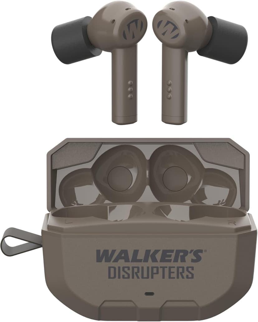Walker's Disrupter Bluetooth Earbuds - Hunting Range Shooting Active Lifestyle Ear Protection Hearing Enhancement Noise-Cancelling Rechargeable Wireless Electronic Earbuds - FDE