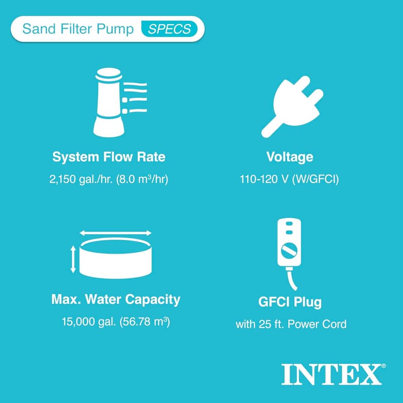 Intex Sand Filter Pump & Saltwater System for Up to 15,000 Gal Pools, Krystal Clear - Automatic Algae Control & Above-Ground Swimming Pool Cleaning