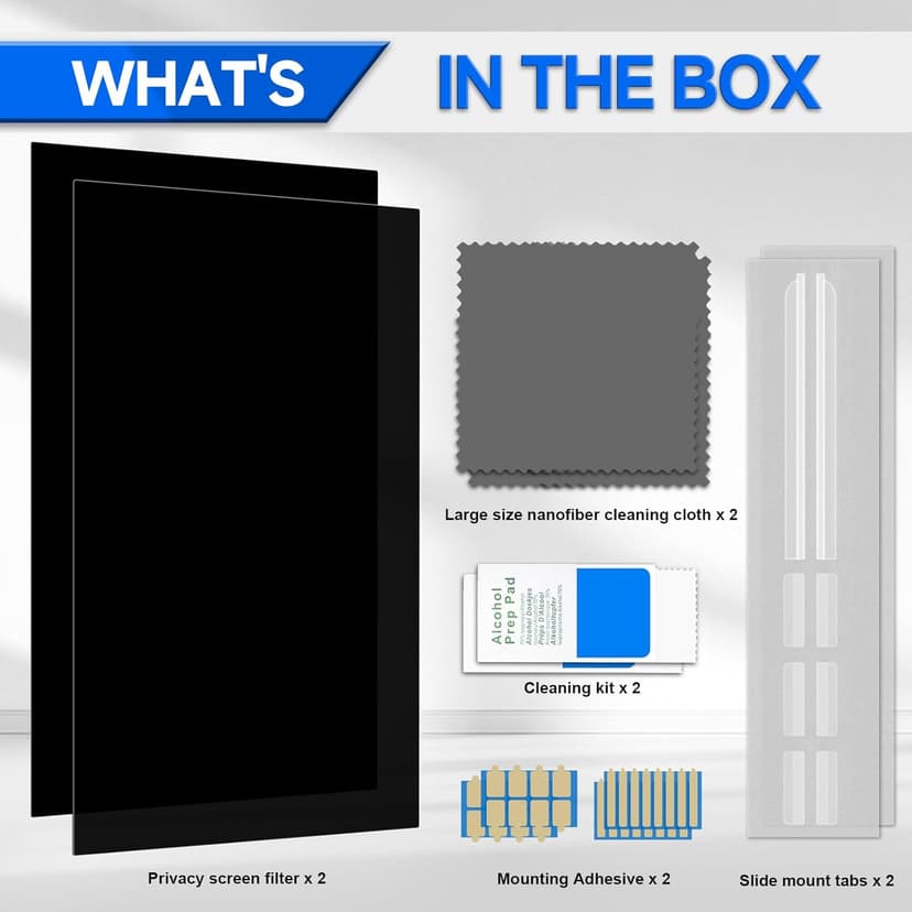 [2-Pack] Privacy Screen For Computer Monitor, 29-Inch 21:9 Aspect Ratio; Anti Spy/Bule Light/Glare And Eye Protection, 2 Install Ways Removable For Office, Airport, Cafe And Other Public Area; Diagonal 29 Inches, Width 26.66 Inches, Height 11.42 Inches